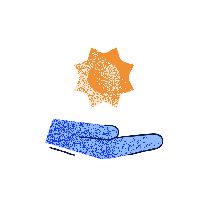 Illustration mit Hand die Funktionen präsentiert